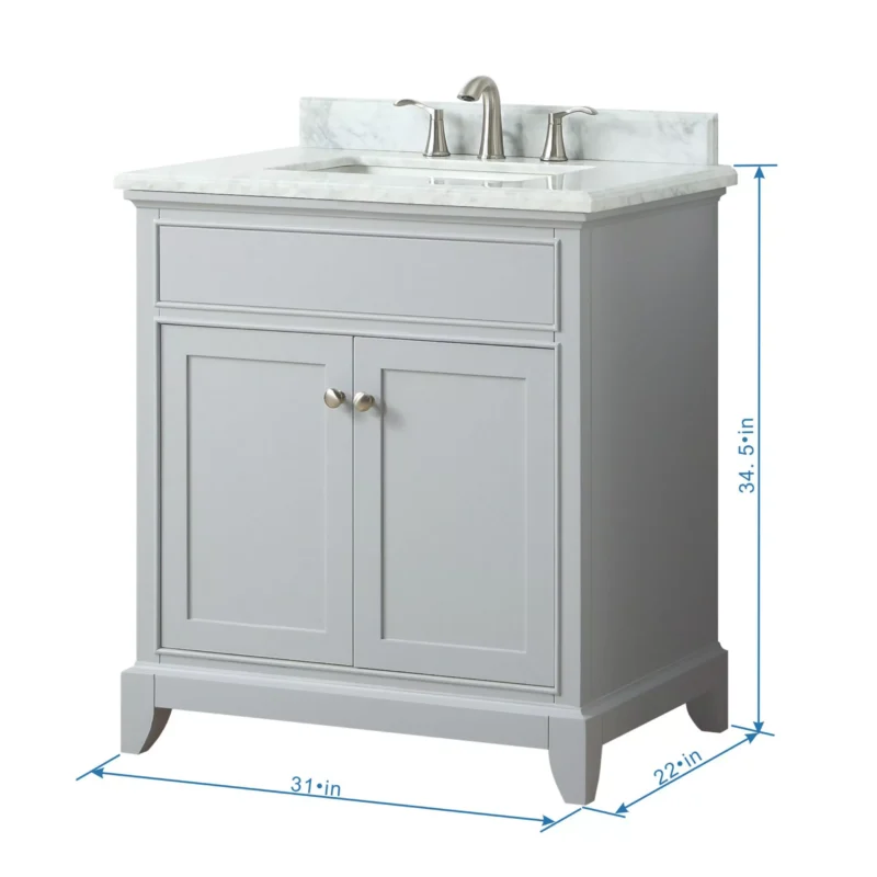 Aurora 31 in. Vanity with Carrara Marble Top
