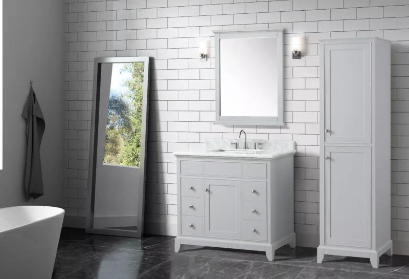Aurora 37 in. Vanity with Carrara Marble Top
