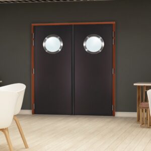 Bloc porte bois va-et-vient 2 vantaux