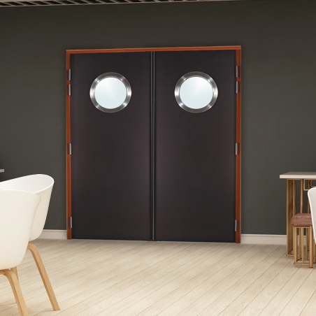 Bloc porte bois va-et-vient 2 vantaux