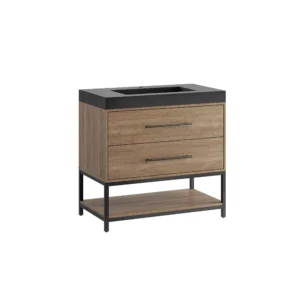 Brookwood 36 in. Natural Brown Vanity with Engineered Stone Top