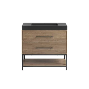 Brookwood 36 in. Natural Brown Vanity with Engineered Stone Top