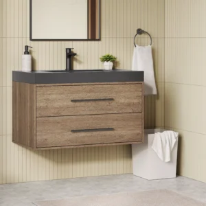 Brookwood 36 in. Natural Brown Vanity with Engineered Stone Top