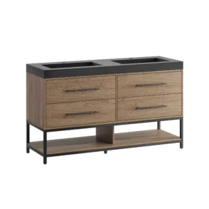 Brookwood 60 in. Natural Brown Vanity with Engineered Stone Top