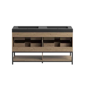 Brookwood 60 in. Natural Brown Vanity with Engineered Stone Top