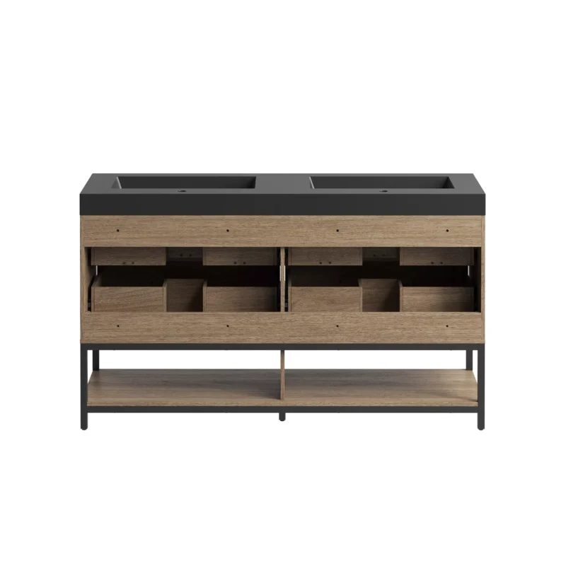 Brookwood 60 in. Natural Brown Vanity with Engineered Stone Top