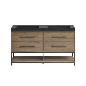 Brookwood 60 in. Natural Brown Vanity with Engineered Stone Top