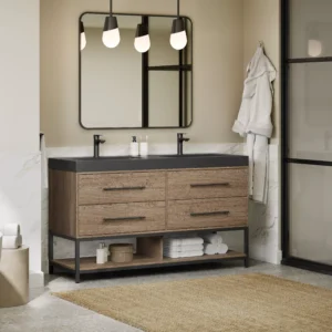 Brookwood 60 in. Natural Brown Vanity with Engineered Stone Top