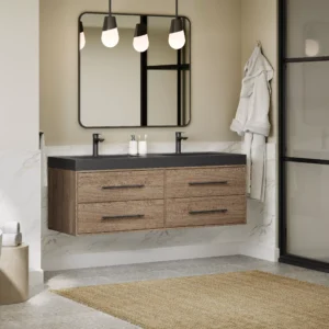 Brookwood 60 in. Natural Brown Vanity with Engineered Stone Top