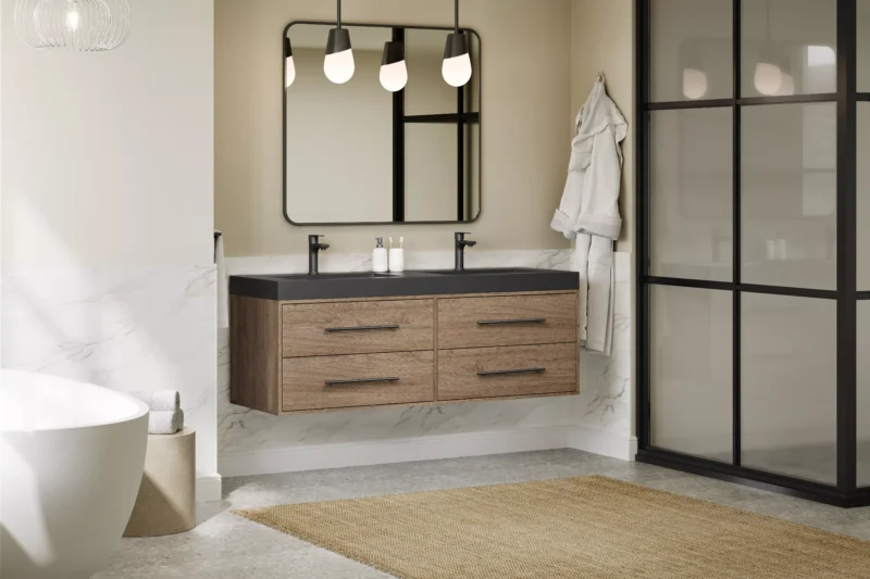 Brookwood 60 in. Natural Brown Vanity with Engineered Stone Top