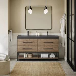 Brookwood 60 in. Natural Brown Vanity with Engineered Stone Top