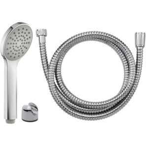 Duo : douchette 1 jet éco d'eau PLATA + flexible inox da chromé long.1.50m + support Duo : douchette 1 jet éco d'eau PLATA + flexible inox da chromé long.1.50m + support