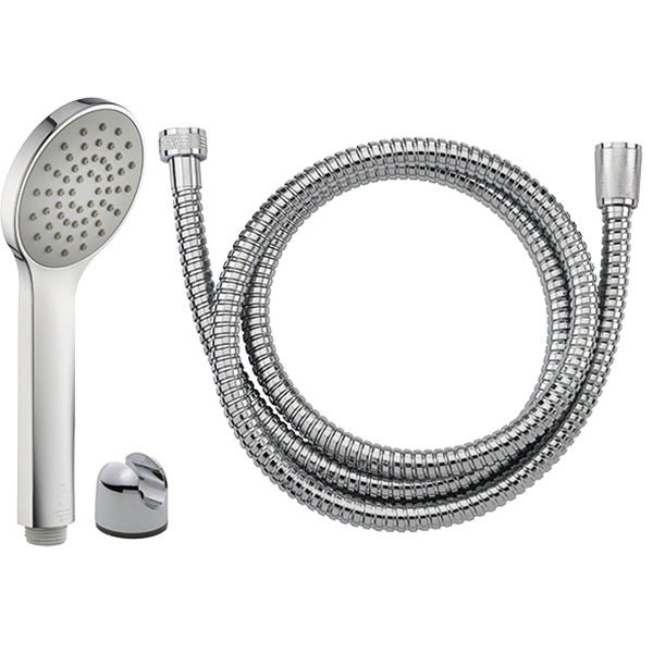 Duo : douchette 1 jet éco d'eau PLATA + flexible inox da chromé long.1.50m + support Duo : douchette 1 jet éco d'eau PLATA + flexible inox da chromé long.1.50m + support
