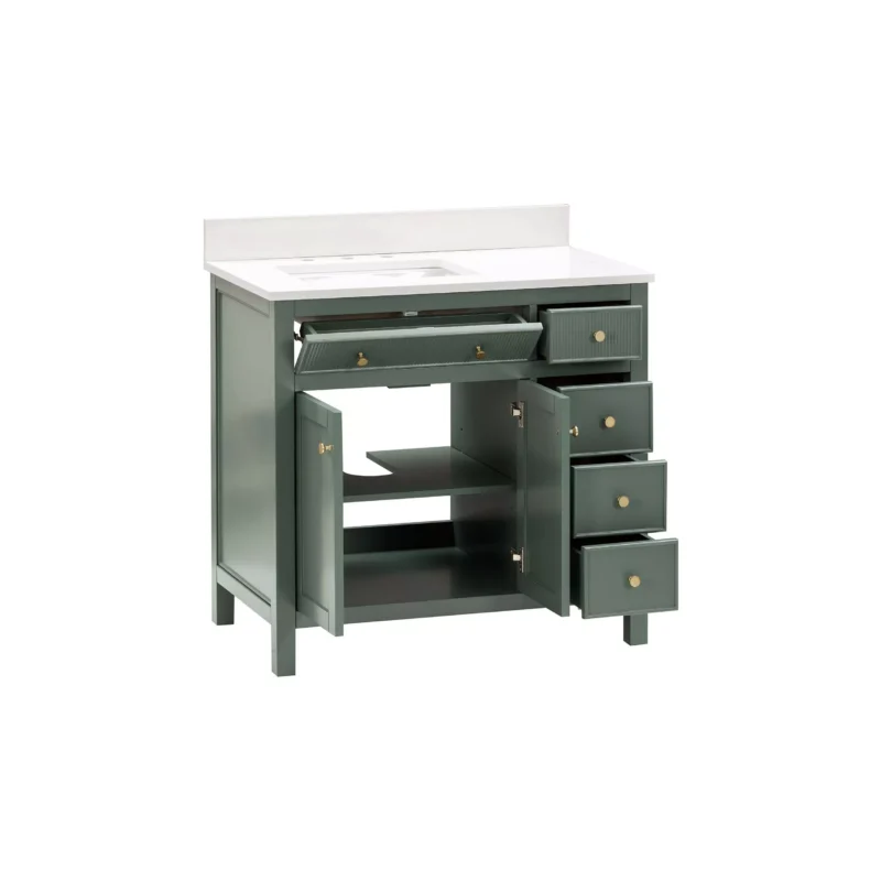 Dylan 37 in. Smoke Green Vanity with Quartz Top