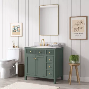 Dylan 37 in. Smoke Green Vanity with Quartz Top