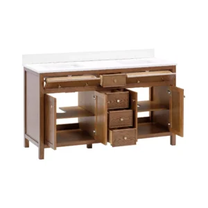 Dylan 61 in. Cinnamon Vanity with Quartz Top