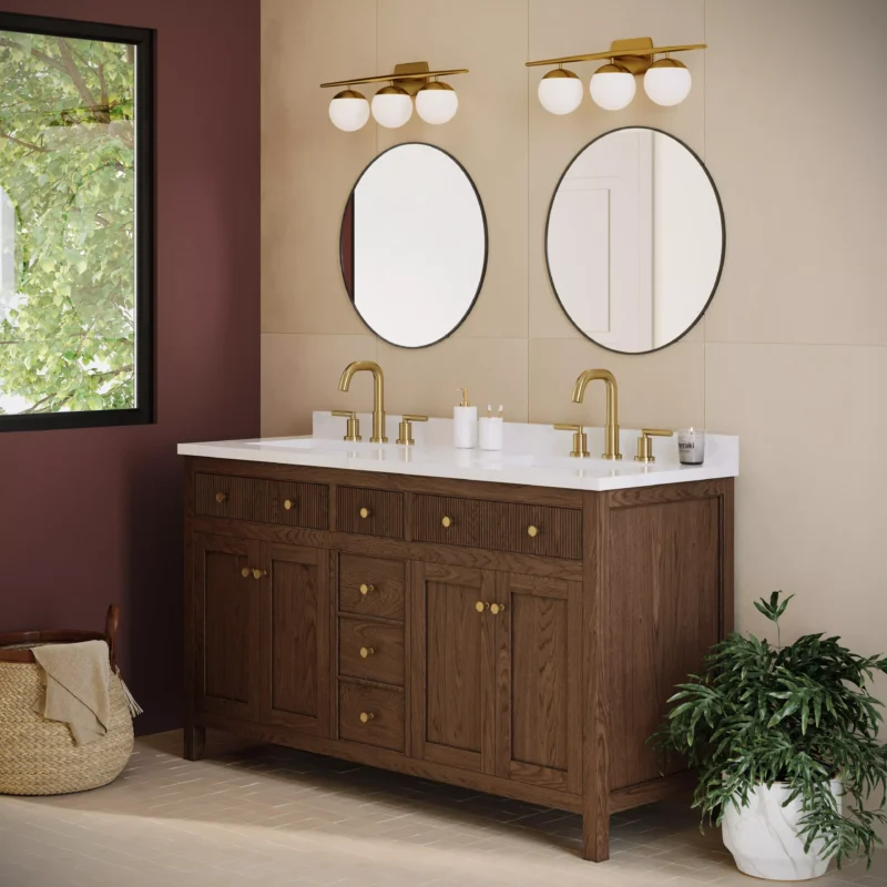 Dylan 61 in. Cinnamon Vanity with Quartz Top
