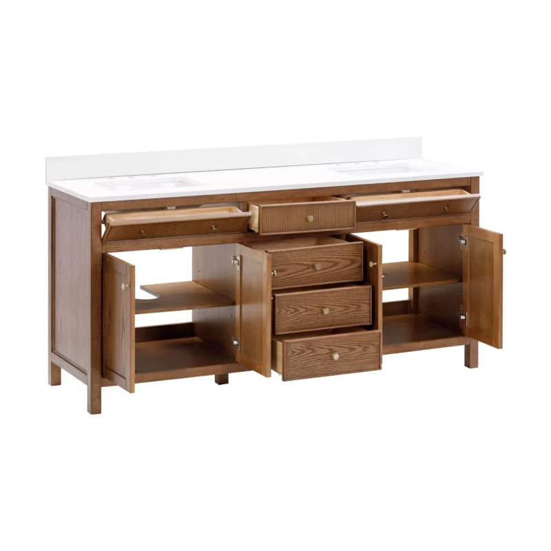Dylan 73 in. Cinnamon Vanity with Quartz Top