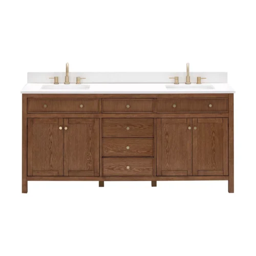 Dylan 73 in. Cinnamon Vanity with Quartz Top