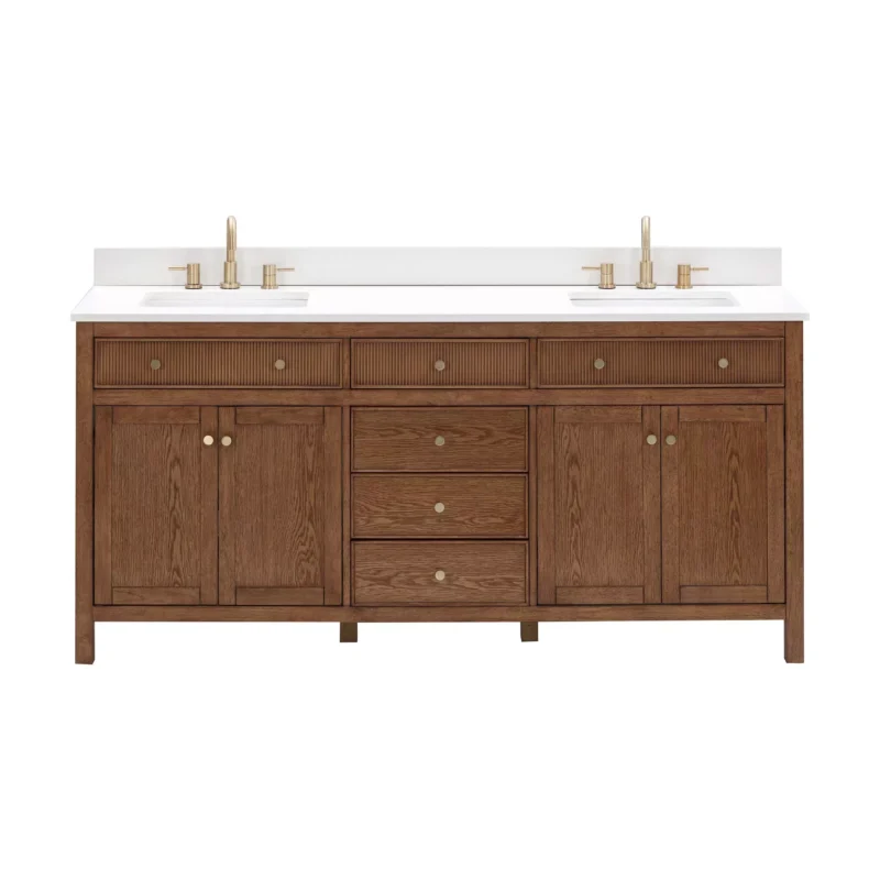 Dylan 73 in. Cinnamon Vanity with Quartz Top