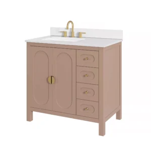 Haven 37 in. Blush Vanity with Snow White Engineered Stone Top