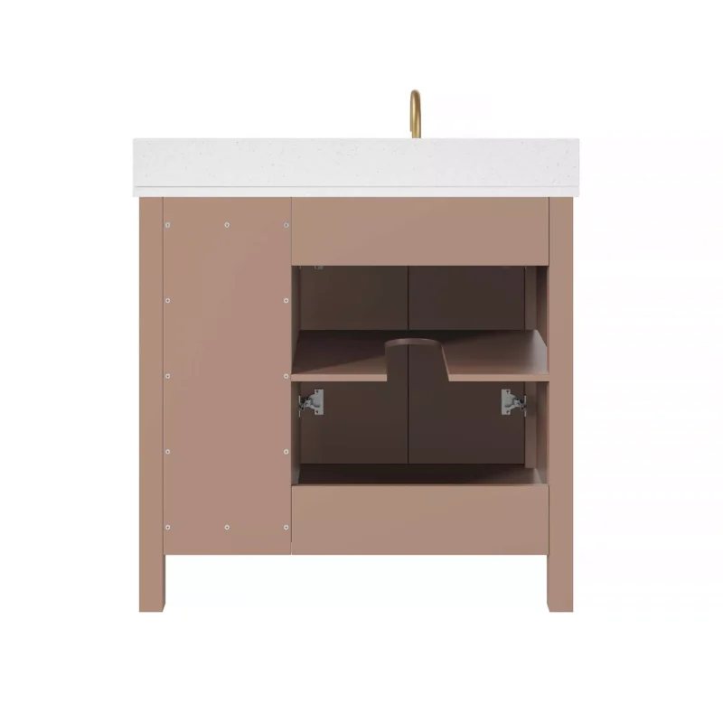 Haven 37 in. Blush Vanity with Snow White Engineered Stone Top