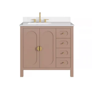 Haven 37 in. Blush Vanity with Snow White Engineered Stone Top