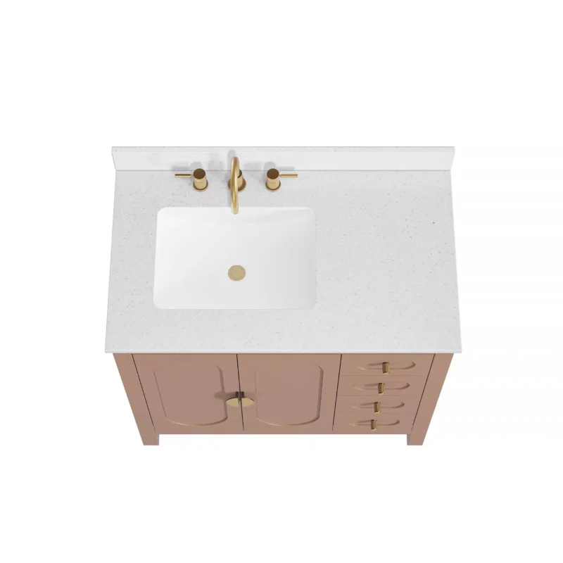 Haven 37 in. Blush Vanity with Snow White Engineered Stone Top