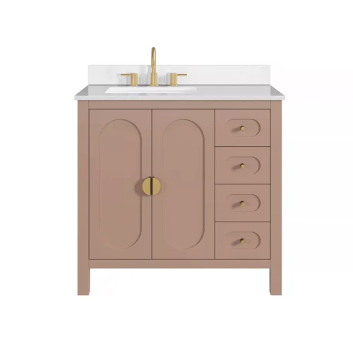 Haven 37 in. Blush Vanity with Snow White Engineered Stone Top