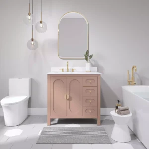 Haven 37 in. Blush Vanity with Snow White Engineered Stone Top