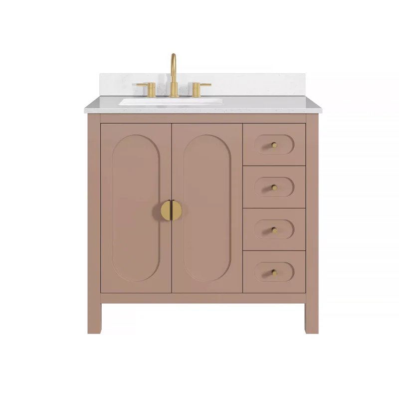Haven 37 in. Blush Vanity with Snow White Engineered Stone Top