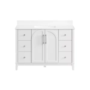 Hutchinson 49 in. White Vanity with Engineered Stone Top