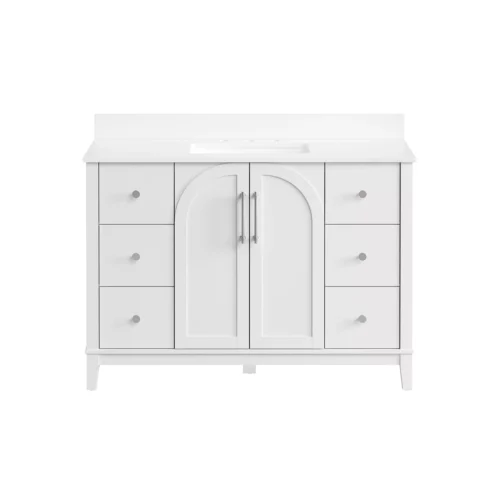 Hutchinson 49 in. White Vanity with Engineered Stone Top