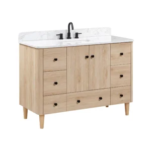 Leyah 49 in. Oak Finish Vanity with Engineered Stone Top