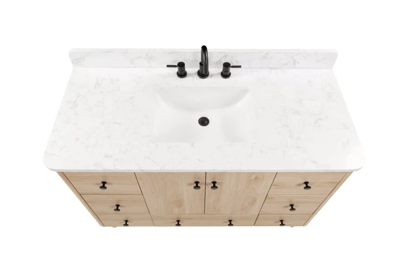 Leyah 49 in. Oak Finish Vanity with Engineered Stone Top