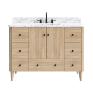 Leyah 49 in. Oak Finish Vanity with Engineered Stone Top