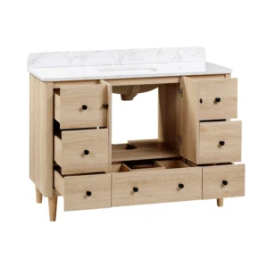 Leyah 49 in. Oak Finish Vanity with Engineered Stone Top