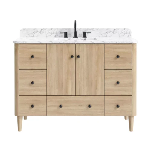 Leyah 49 in. Oak Finish Vanity with Engineered Stone Top