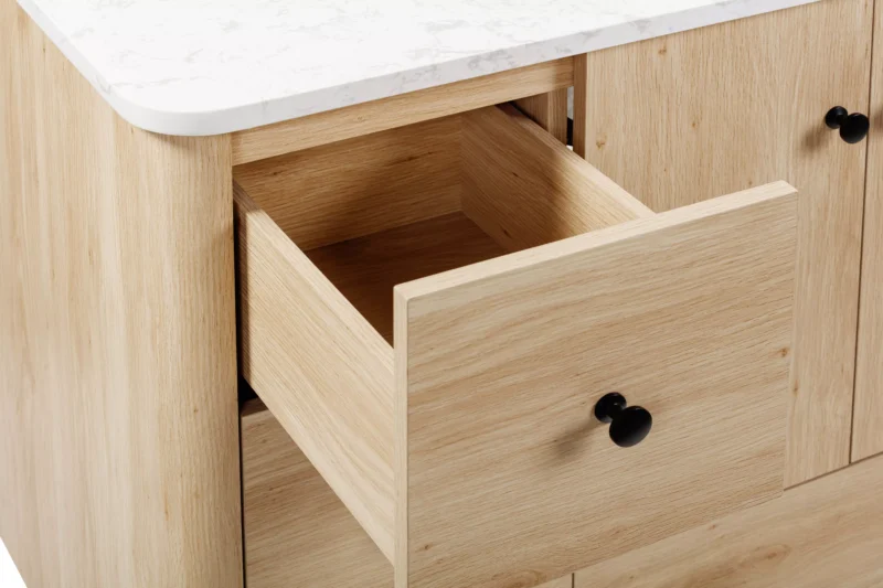 Leyah 49 in. Oak Finish Vanity with Engineered Stone Top