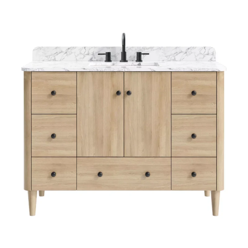 Leyah 49 in. Oak Finish Vanity with Engineered Stone Top