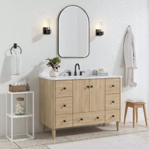 Leyah 49 in. Oak Finish Vanity with Engineered Stone Top