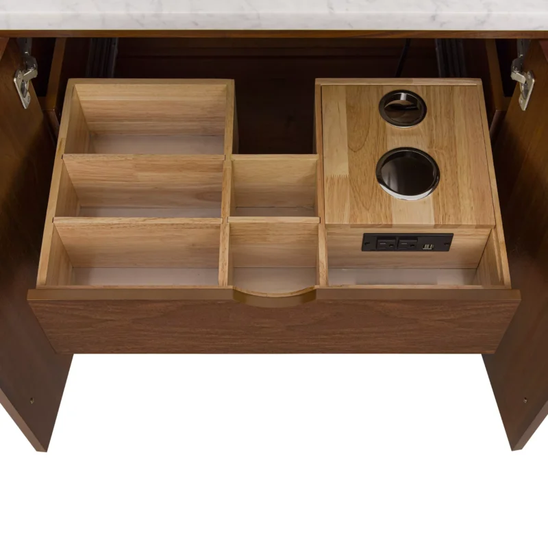 Mina 31 in. Walnut Vanity with Carrara Marble Top