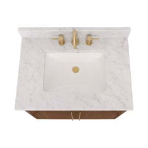 Mina 31 in. Walnut Vanity with Carrara Marble Top