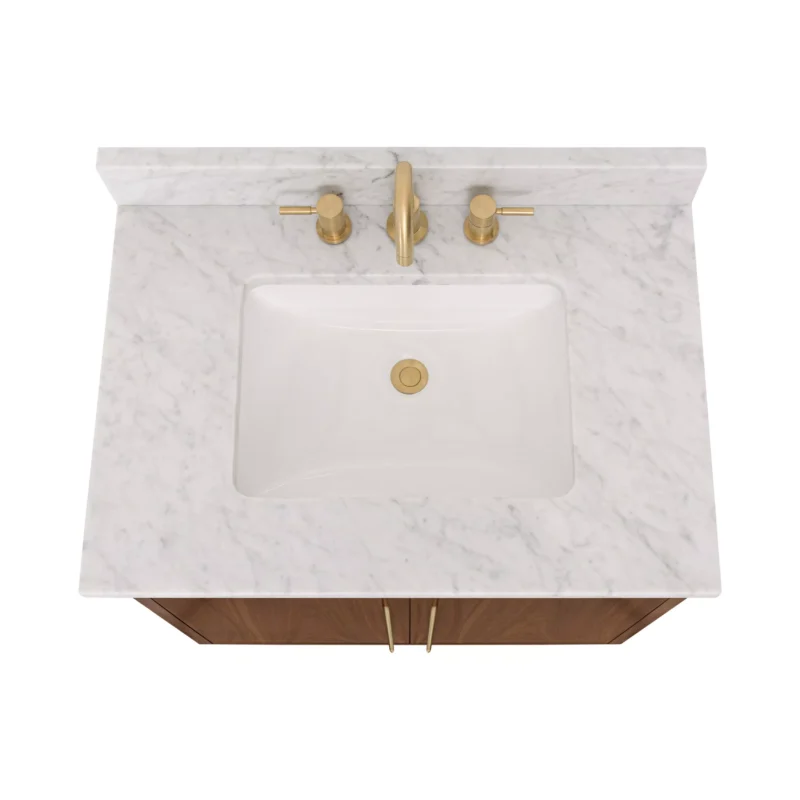 Mina 31 in. Walnut Vanity with Carrara Marble Top