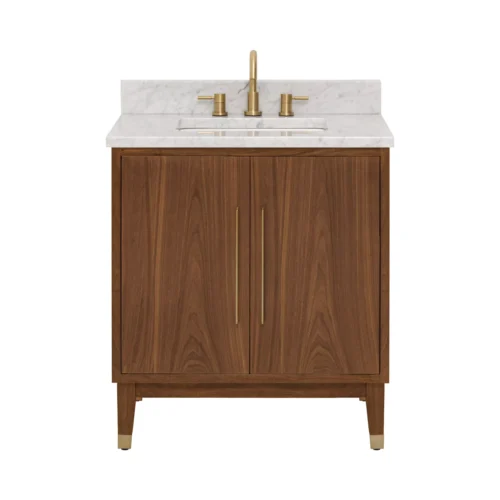 Mina 31 in. Walnut Vanity with Carrara Marble Top