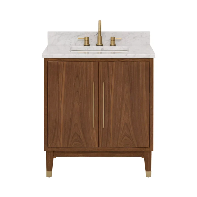 Mina 31 in. Walnut Vanity with Carrara Marble Top