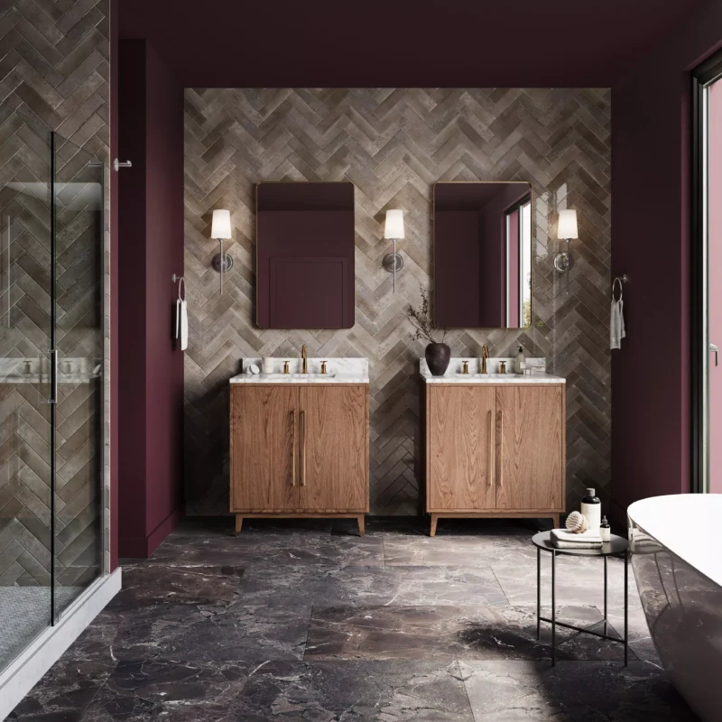 Mina 31 in. Walnut Vanity with Carrara Marble Top