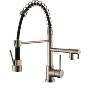 Mitigeur évier chef double sortie OASIS inox brossé