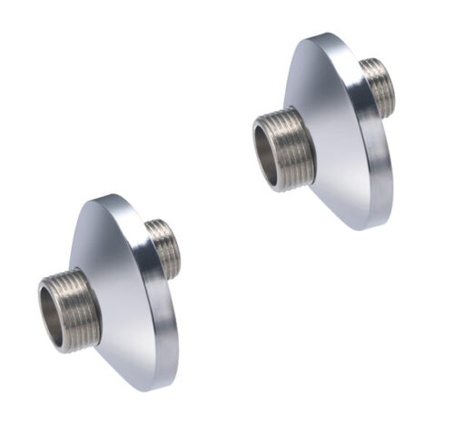 Paire de raccords excentrés 10 mm mâle 15x21 mâle 20x27 + rosaces chromées