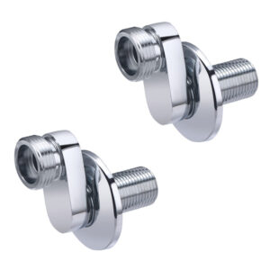 Paire de raccords excentrés 25 mm mâle 15x21 mâle 20x27 + rosaces chromées